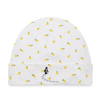 Pinguin But why Antarktis Berg Meme Backprint - Baby Premium Organic Mütze - Weiß/Zitronengelb - Vorne
