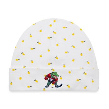 Krokodil Eishockey Alligator - Baby Premium Organic Mütze - Weiß/Zitronengelb - Vorne