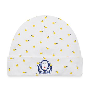 DUŠA REJUJE - Baby Premium Organic Mütze - Weiß/Zitronengelb - Vorne