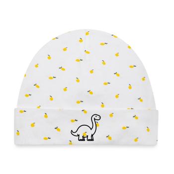 Brontosaurus - Baby Premium Organic Mütze - Weiß/Zitronengelb - Vorne