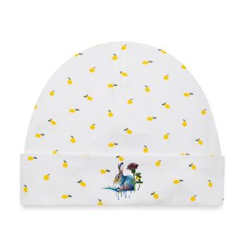 bunter Hase mit Klee - Baby Premium Organic Mütze - Weiß/Zitronengelb - Vorne
