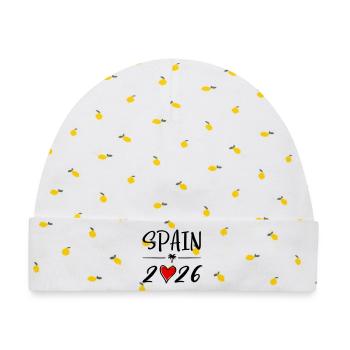Spain 2026 - Baby Premium Organic Mütze - Weiß/Zitronengelb - Vorne