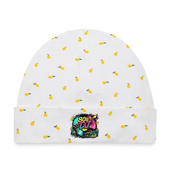80er DJ Neon Vibe - Baby Premium Organic Mütze - Weiß/Zitronengelb - Vorne