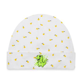 Grüner Schleim Dino Comic - Baby Premium Organic Mütze - Weiß/Zitronengelb - Vorne