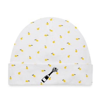 Funkelnde Flaschenpop-Silhouette - Baby Premium Organic Mütze - Weiß/Zitronengelb - Vorne