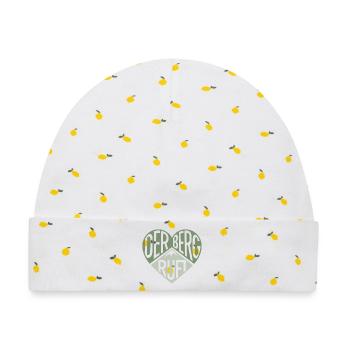 Der Berg ruft Herzdesign  - Baby Premium Organic Mütze - Weiß/Zitronengelb - Vorne