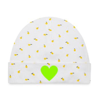 Neon Lime Herz grün retro - Baby Premium Organic Mütze - Weiß/Zitronengelb - Vorne