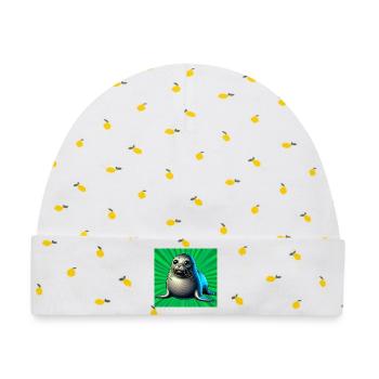 Siegel - Baby Premium Organic Mütze - Weiß/Zitronengelb - Vorne