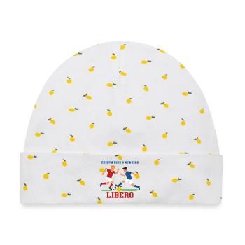Libero Fußball Duell Illustration - Baby Premium Organic Mütze - Weiß/Zitronengelb - Vorne