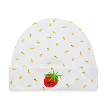 Erdbeere Kinder Erdbeeren  - Baby Premium Organic Mütze - Weiß/Zitronengelb - Vorne