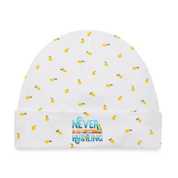 Never Stop Hustling Retro Stripes - Baby Premium Organic Mütze - Weiß/Zitronengelb - Vorne