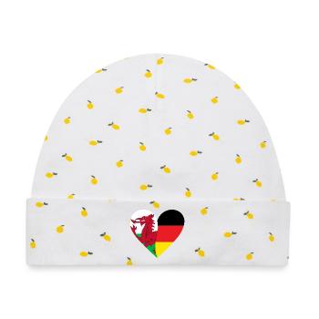 Drachenflagge Herzdesign Wales - Baby Premium Organic Mütze - Weiß/Zitronengelb - Vorne