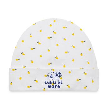 tutti al mare | alle ans Meer - Baby Premium Organic Mütze - Weiß/Zitronengelb - Vorne