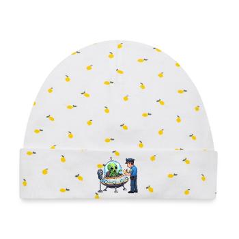 Außerirdischer im UFO-Bürokratie-Szene - Baby Premium Organic Mütze - Weiß/Zitronengelb - Vorne