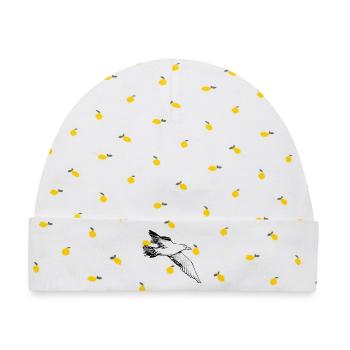 Fliegende Möwe – Illustration - Baby Premium Organic Mütze - Weiß/Zitronengelb - Vorne