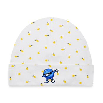 Dabbing Neptun - Baby Premium Organic Mütze - Weiß/Zitronengelb - Vorne