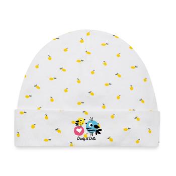 Dody und Dots- Mycolourdots - Baby Premium Organic Mütze - Weiß/Zitronengelb - Vorne