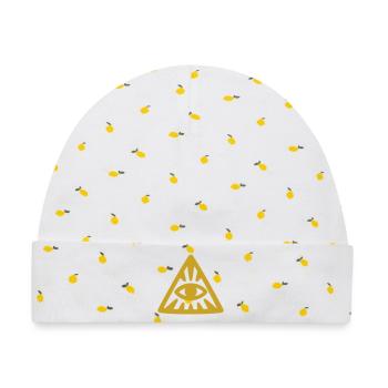 Allsehendes Auge Freimaurer Illuminati Okkult - Baby Premium Organic Mütze - Weiß/Zitronengelb - Vorne