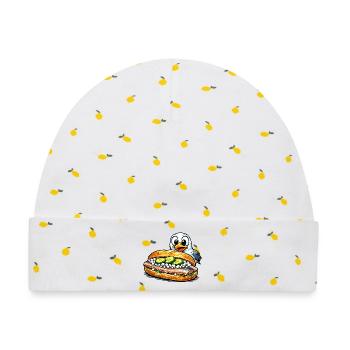 Fischbrötchen mit Möwe - Baby Premium Organic Mütze - Weiß/Zitronengelb - Vorne