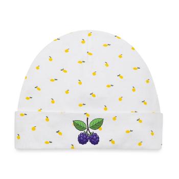 Brombeere Kostüm Karneval Fasching Beeren Lila - Baby Premium Organic Mütze - Weiß/Zitronengelb - Vorne