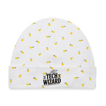 Tech Wizard - Baby Premium Organic Mütze - Weiß/Zitronengelb - Vorne