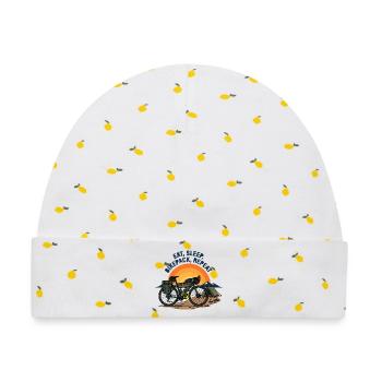 Essen Schlaf Fahrradpack Wiederholen Retro-Fahrradkunst - Baby Premium Organic Mütze - Weiß/Zitronengelb - Vorne