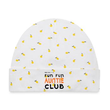 Fun Fun Auntie Club  - Baby Premium Organic Mütze - Weiß/Zitronengelb - Vorne