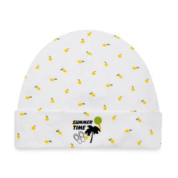 Summertime - Baby Premium Organic Mütze - Weiß/Zitronengelb - Vorne