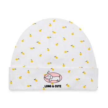 Dackel Long And Cute Logo - Baby Premium Organic Mütze - Weiß/Zitronengelb - Vorne