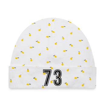 73 Zahl symbol - Baby Premium Organic Mütze - Weiß/Zitronengelb - Vorne