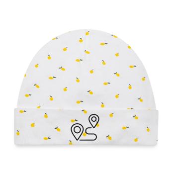 GPS-Routen-Navigationslinien-Symbol - Baby Premium Organic Mütze - Weiß/Zitronengelb - Vorne