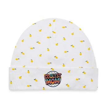 Coolest Mom Retro Badge - Baby Premium Organic Mütze - Weiß/Zitronengelb - Vorne