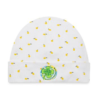 Glücksbringer Glück Mutmacher - Baby Premium Organic Mütze - Weiß/Zitronengelb - Vorne