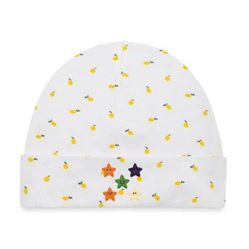 Five Spooky Little Stars - Baby Premium Organic Mütze - Weiß/Zitronengelb - Vorne