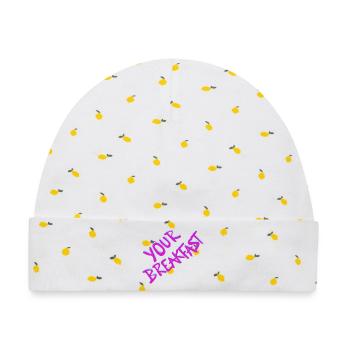 Your Breakfast Neon Script - Baby Premium Organic Mütze - Weiß/Zitronengelb - Vorne