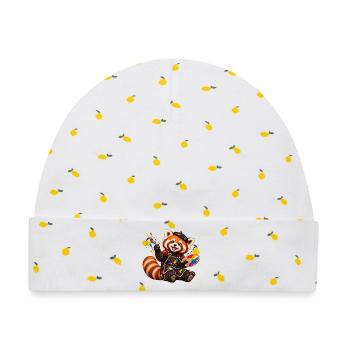 Red Panda Künstler mit Farbpalette - Baby Premium Organic Mütze - Weiß/Zitronengelb - Vorne