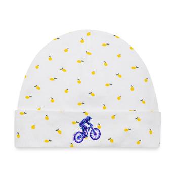 Mountainbike – Downhill-Biker im Neon-Look - Baby Premium Organic Mütze - Weiß/Zitronengelb - Vorne