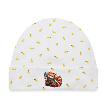 Kawaii Mystischer Roter Panda - Baby Premium Organic Mütze - Weiß/Zitronengelb - Vorne