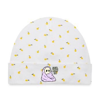 Kawaii Akku Leer Social Battery Low - Baby Premium Organic Mütze - Weiß/Zitronengelb - Vorne