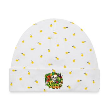 Veggie Skull - Baby Premium Organic Mütze - Weiß/Zitronengelb - Vorne
