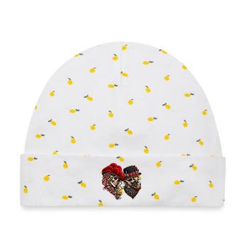 Schwarzwald Liebe – Totenkopf Paar - Baby Premium Organic Mütze - Weiß/Zitronengelb - Vorne