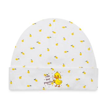 Cute but psycho - Ente mit Messer - Baby Premium Organic Mütze - Weiß/Zitronengelb - Vorne