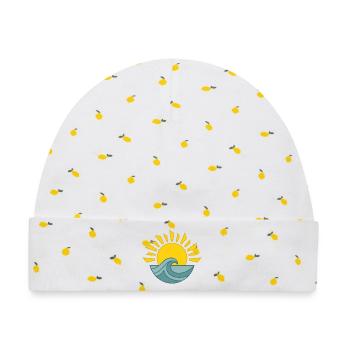 Sonnenaufgang über dem Meer - Baby Premium Organic Mütze - Weiß/Zitronengelb - Vorne