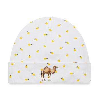 Kamel im aquarell Stil Geschenkidee  - Baby Premium Organic Mütze - Weiß/Zitronengelb - Vorne