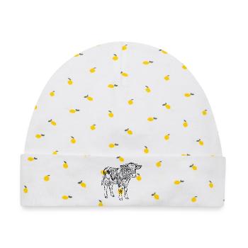 Kuh Kalb Geschenk Bauern Landwirte  - Baby Premium Organic Mütze - Weiß/Zitronengelb - Vorne