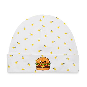 Kuscheliger Hamburger Cartoon - Baby Premium Organic Mütze - Weiß/Zitronengelb - Vorne
