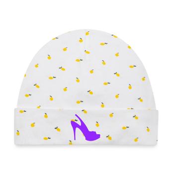 Violette Stiletto Silhouette - Baby Premium Organic Mütze - Weiß/Zitronengelb - Vorne