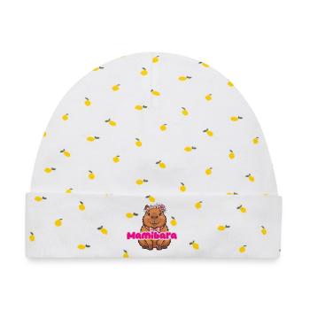 MamiBara Capybara - Baby Premium Organic Mütze - Weiß/Zitronengelb - Vorne