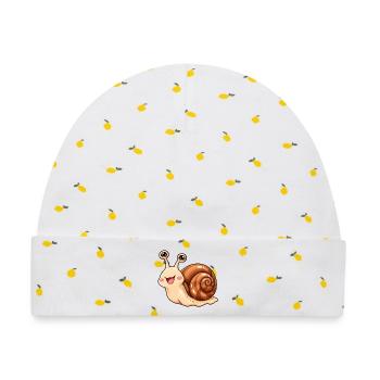 Schnecke Kawaii Style – Süßes Schneckenmotiv - Baby Premium Organic Mütze - Weiß/Zitronengelb - Vorne