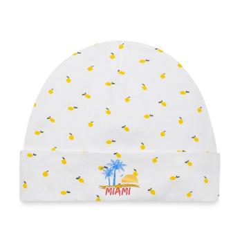 Geschenk für Miami - Baby Premium Organic Mütze - Weiß/Zitronengelb - Vorne